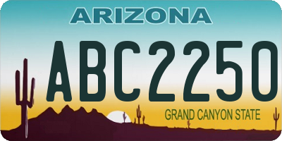 AZ license plate ABC2250