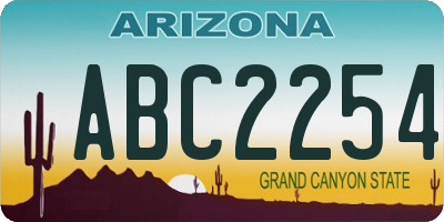 AZ license plate ABC2254