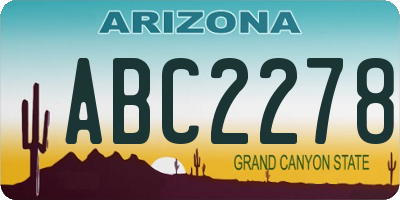AZ license plate ABC2278