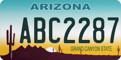 AZ license plate ABC2287