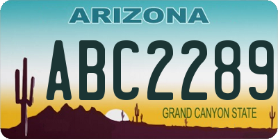 AZ license plate ABC2289