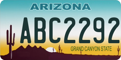 AZ license plate ABC2292