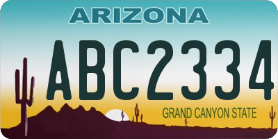 AZ license plate ABC2334