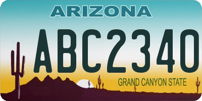 AZ license plate ABC2340
