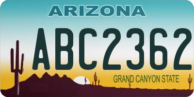 AZ license plate ABC2362