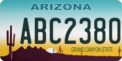 AZ license plate ABC2380