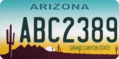 AZ license plate ABC2389