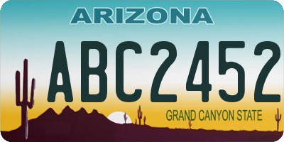 AZ license plate ABC2452