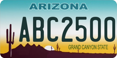 AZ license plate ABC2500
