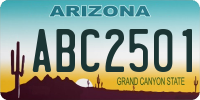 AZ license plate ABC2501