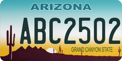 AZ license plate ABC2502