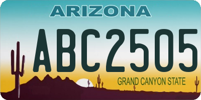 AZ license plate ABC2505