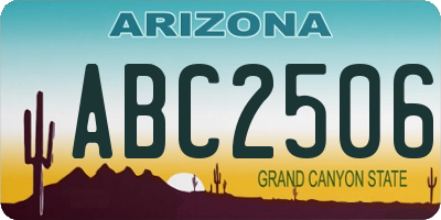 AZ license plate ABC2506