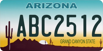 AZ license plate ABC2512