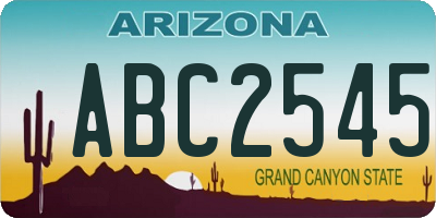 AZ license plate ABC2545