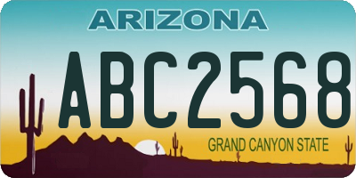 AZ license plate ABC2568