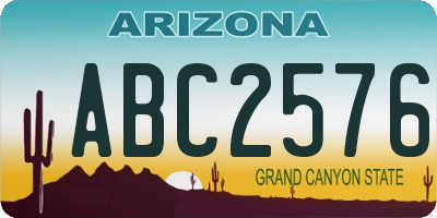 AZ license plate ABC2576
