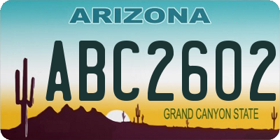 AZ license plate ABC2602