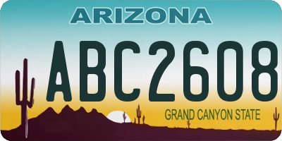 AZ license plate ABC2608