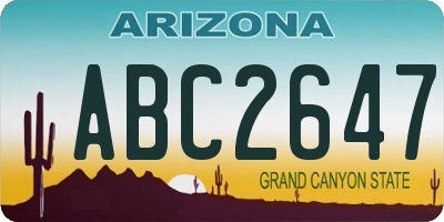 AZ license plate ABC2647