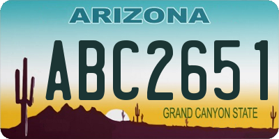 AZ license plate ABC2651