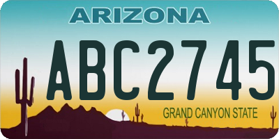 AZ license plate ABC2745