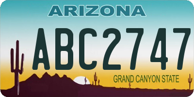 AZ license plate ABC2747