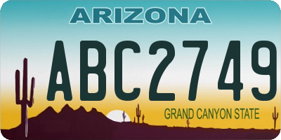 AZ license plate ABC2749
