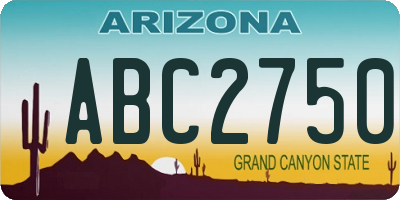 AZ license plate ABC2750