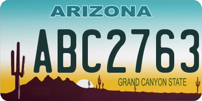 AZ license plate ABC2763
