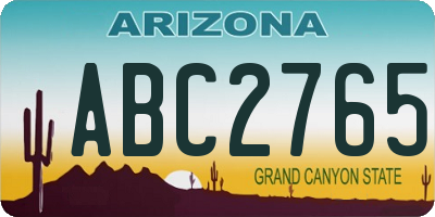 AZ license plate ABC2765