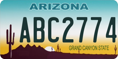 AZ license plate ABC2774