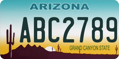 AZ license plate ABC2789