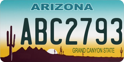 AZ license plate ABC2793