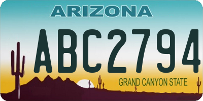 AZ license plate ABC2794
