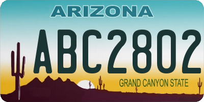 AZ license plate ABC2802