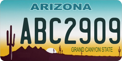 AZ license plate ABC2909