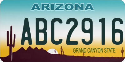 AZ license plate ABC2916
