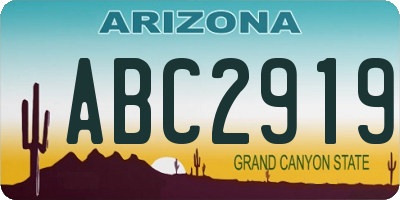 AZ license plate ABC2919