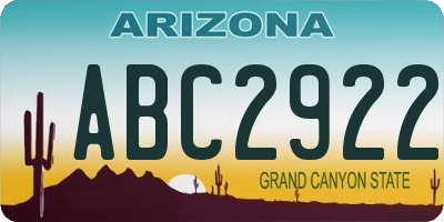 AZ license plate ABC2922