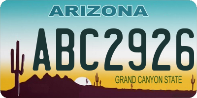 AZ license plate ABC2926