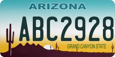 AZ license plate ABC2928