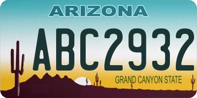 AZ license plate ABC2932