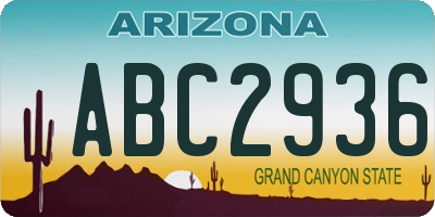 AZ license plate ABC2936