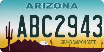 AZ license plate ABC2943