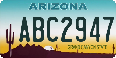 AZ license plate ABC2947