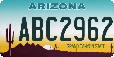 AZ license plate ABC2962
