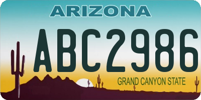 AZ license plate ABC2986
