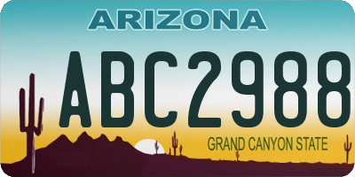 AZ license plate ABC2988