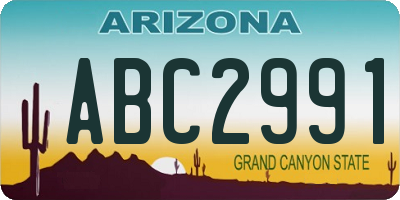 AZ license plate ABC2991